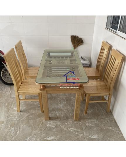Bàn ăn gỗ sồi 2 tầng 4 ghế BAS2T4G