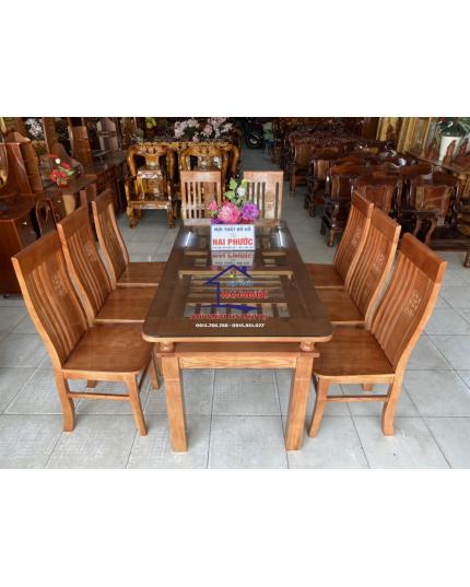 Bàn ăn gỗ sồi 2 tầng 8 ghế BAS2T8G
