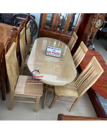 Bàn ăn gỗ sồi ovan 6 ghế