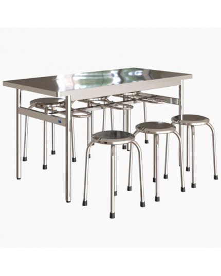 Bàn ăn inox 1m4 chân tròn BA04I15