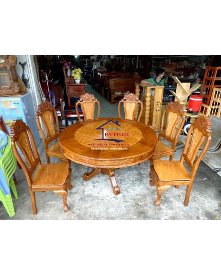 Bàn ăn tròn gỗ căm bên 6 ghế BACXT6G