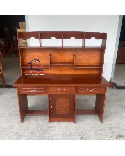 Bàn học sinh, bàn có kệ sách gỗ veneer xoan đào 1m4 BHSXĐ1M42C