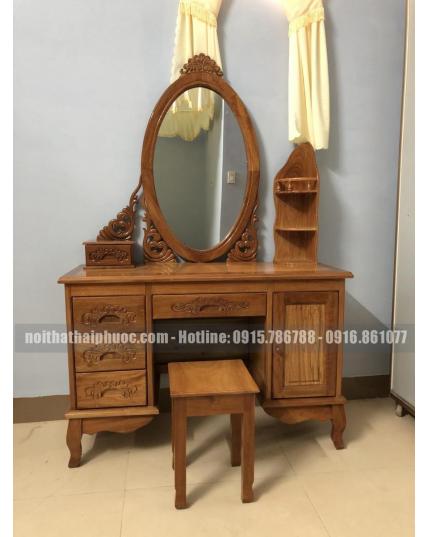 Bàn phấn, bàn trang điểm gỗ căm bên ovan BPCXOV110