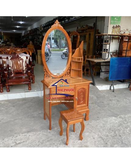 Bàn phấn, bàn trang điểm gỗ căm bên ovan BPCXOV80