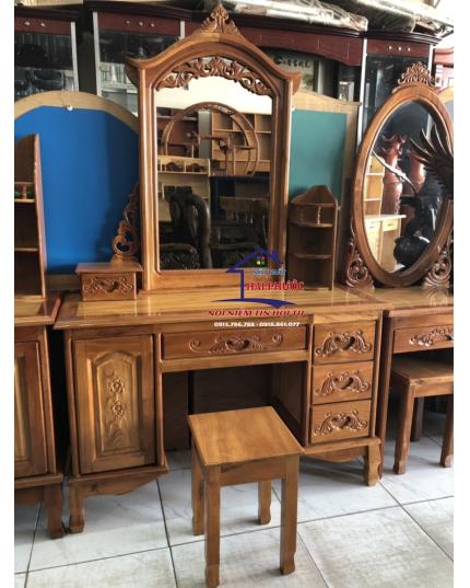 Bàn phấn, bàn trang điểm gỗ căm bên vuông BPCXV110