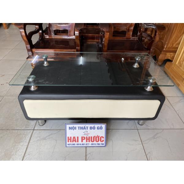 Bàn sofa kính bọc da 1m BSFKN1M-1