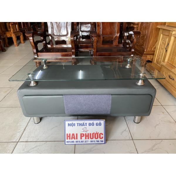 Bàn sofa kính bọc da 1m BSFKN1M