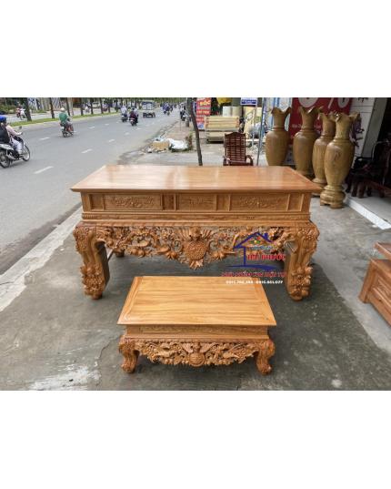 Bàn thờ gia tiên, bàn cúng, sập thờ gỗ gõ đỏ 2m17