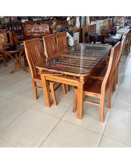 Bộ bàn ăn 2 tầng gỗ sồi 6 ghế BAS2T6G