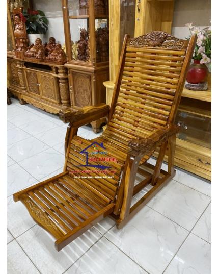 Ghế dây, ghế thư giãn gỗ tràm tay rồng màu gõ GDTGTRG