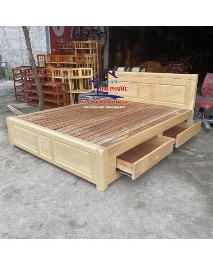 Giường ngủ gỗ sồi 1m6 hộc tủ GNGS16HT