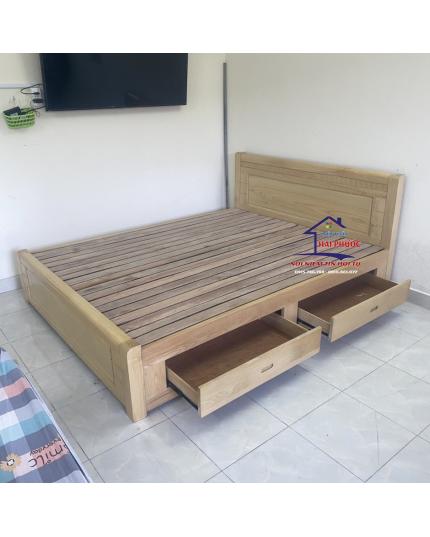 Giường ngủ gỗ sồi 1m8 hộc tủ GNGS18HT