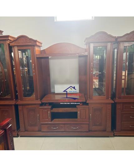Kệ phòng khách, kệ để tivi gỗ veneer xoan đào 1m8 KGXĐ1M8