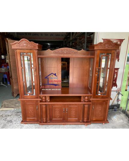 Kệ phòng khách, kệ để tivi gỗ veneer xoan đào 2m KGXĐ2M