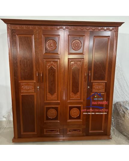 Tủ đựng quần áo gỗ veneer xoan đào 1m8 TAXD18