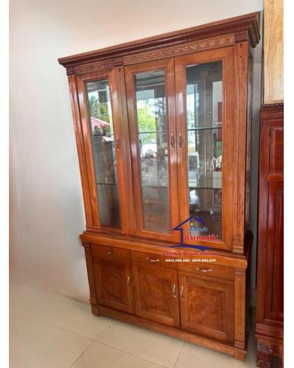 Tủ rượu vuông gỗ Veneer xoan đào 1m2 TRVXD1M2