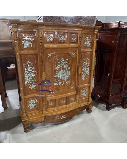 Tủ thờ  4 chân gỗ Gõ Cẩn xà cừ TTBP4CGGCXC