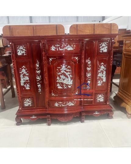 Tủ thờ Bụng Phệ 6 chân gỗ Căm xe cẩn 1m78 TTBP6CGCXC178
