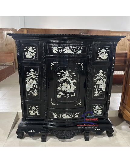 Tủ thờ Bụng Phệ 6 chân gỗ Căm xe TTBP6CGCXCD