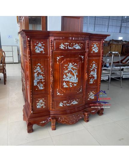 Tủ thờ Bụng Phệ 6 chân gỗ Căm xe cẩn TTBP6CGCXC