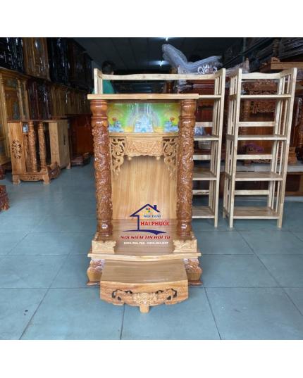 Tủ thờ thần tài di lặc gỗ Bên cột căm xe 60cm TTGBCCX60
