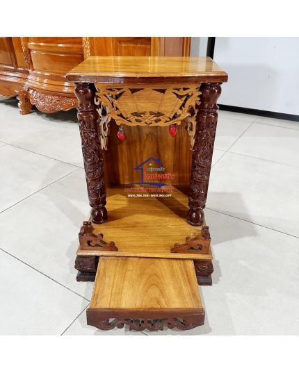 Tủ thờ thần tài gỗ Bên (gõ đỏ) cột căm xe cột trạm rồng 40cm TTGBCCX40